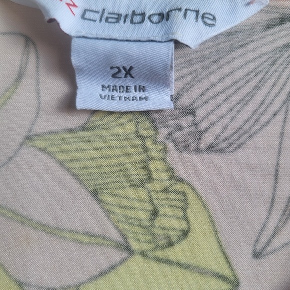 Liz Claiborne Size 2x Blush Pink Sleeveless Floral Print Stretch Blouse Tie Neck - Picture 7 of 9